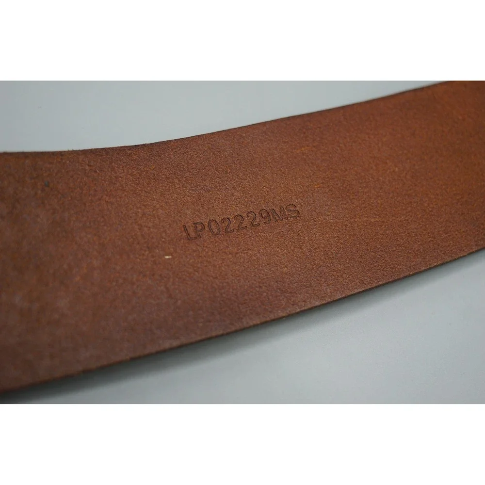 Max Studio Cognac Italian‎ Leather Wide Boho Whipstitch Belt Brown LP02229MS